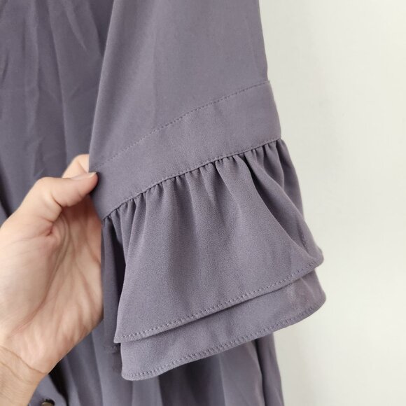 Banana Republic Grey Shirt Dress Chiffon Flowy Career Shift Women's 8 - Picture 4 of 7